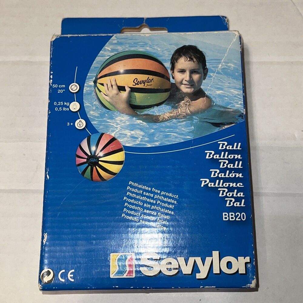 Vintage Retro Sevylor 20 Inch Multi Color Striped Pool Summer One Beach Ball
